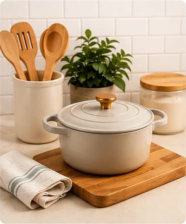 Editorial lifestyle image representing home and kitchen shopping
